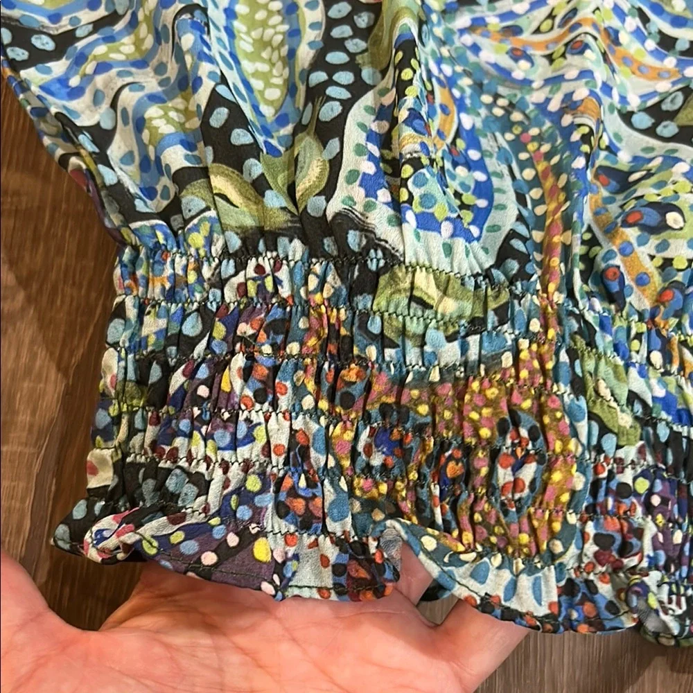 NWOT - ART MOSAIC FASHION by JANE VALLEJO Colorful Cinch Waist Women's Blouse - Picture 6 of 9